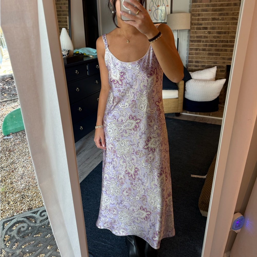 Vintage Y2K Oscar de la Renta Lavender Paisley Slip Dress